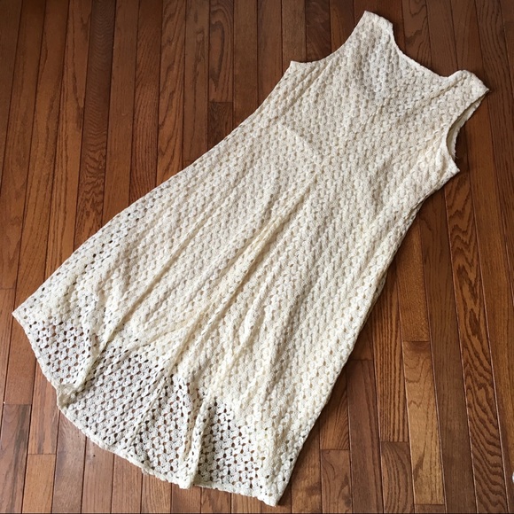 Cream Crochet Lace Dress High Low Luxology XL - Picture 5 of 5